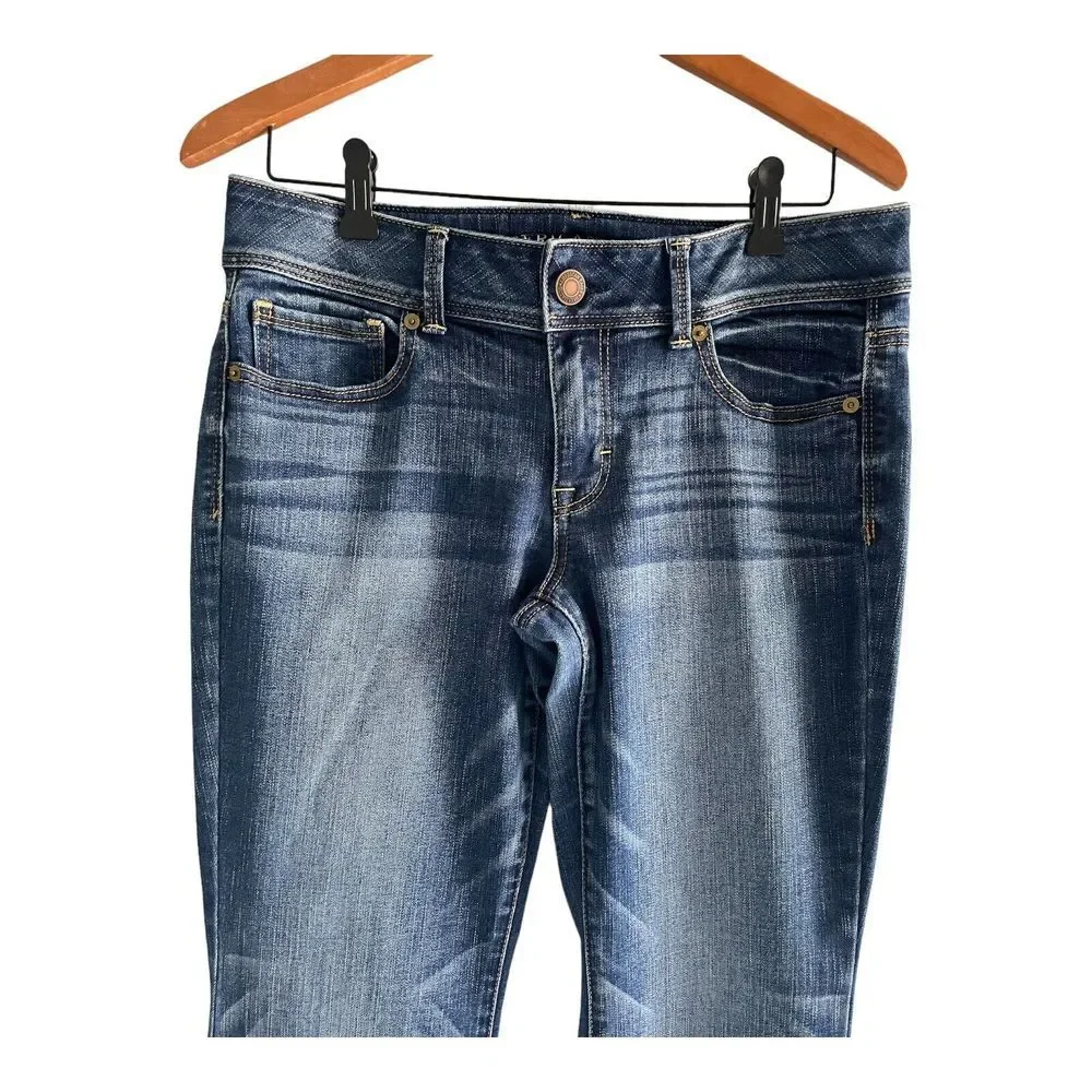 American Eagle Bootcut Jeans Women's Size 32 35 x 29 Mid Rise Kick Boot‎ Stretch - Picture 2 of 5